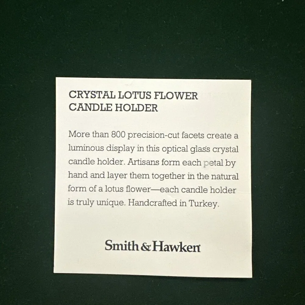 Smith‎ Hawken Crystal Lotus Flower Candle Holders Set In Velvet Box Luxury